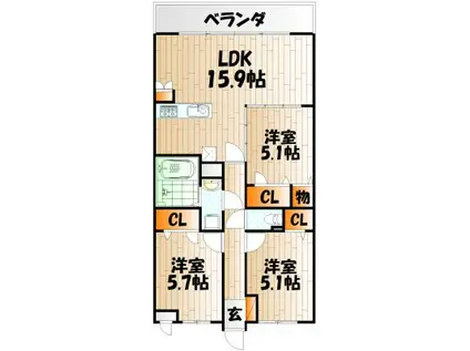 ブランノワール赤坂(3LDK/3階)の間取り写真