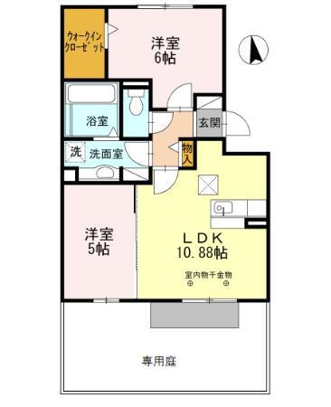 グランドメゾンフォーリーフ(2LDK/1階)の間取り写真