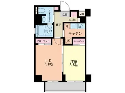 ミュージション門前仲町(2K/7階)の間取り写真