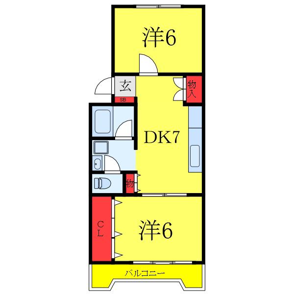 守屋ビル(2DK/2階)の間取り写真