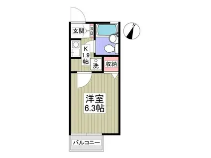 大道坂ハイツ(1K/1階)の間取り写真