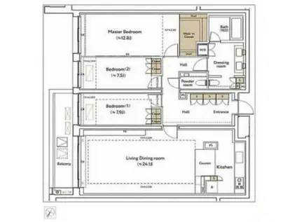 ザ・ウエストミンスター南平台(3LDK/3階)の間取り写真