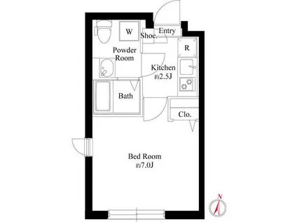 RJカーサ弦巻(1K/1階)の間取り写真