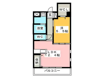 メゾンピエール上浜(1LDK/1階)の間取り写真