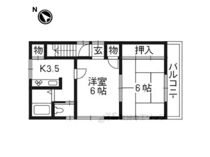 大山崎アパート(2K/3階)の間取り写真
