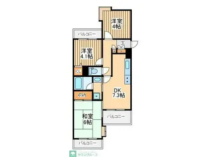 ライオンズマンション相模大野第III(3DK/3階)の間取り写真