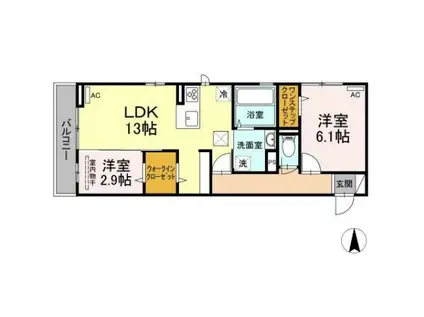 プレジデント持田 A棟(2LDK/1階)の間取り写真