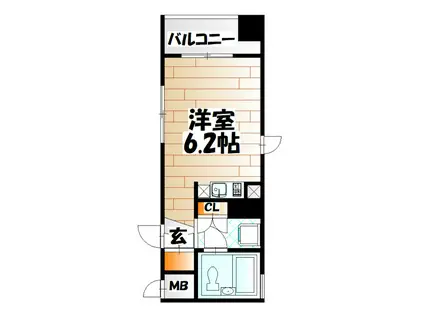 サンモリッツ小倉壱番館(ワンルーム/2階)の間取り写真