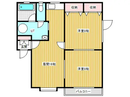 サフランイズミ(2LDK/1階)の間取り写真