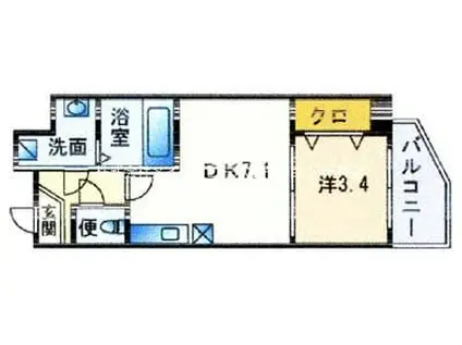 サンライズ今川(1DK/5階)の間取り写真