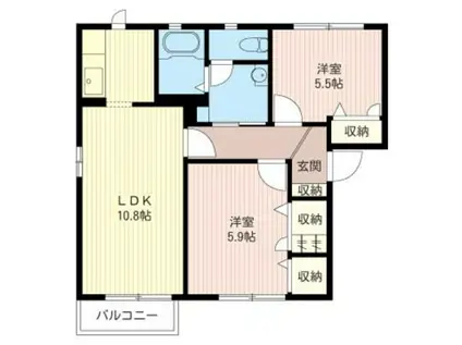 ウィンズベルA(2LDK/1階)の間取り写真