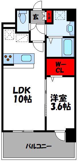 グランドクリーンヒット松田(1LDK/6階)の間取り写真