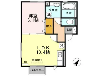 セジュールMA(1LDK/1階)の間取り写真