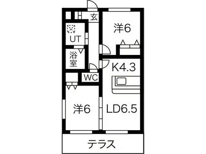 ジュエル(2LDK/1階)の間取り写真