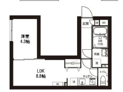 レピュア曙橋駅前レジデンス(1LDK/5階)の間取り写真