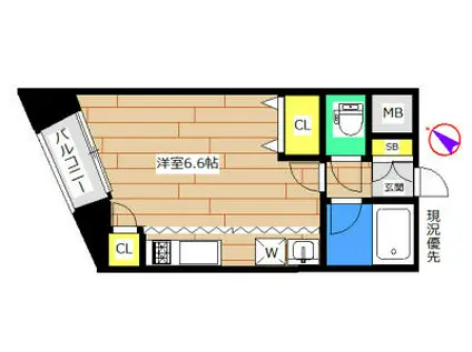ヴォルペ(ワンルーム/1階)の間取り写真