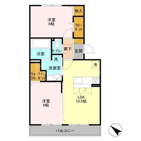 シャルマンドミール(2LDK/2階)の間取り写真