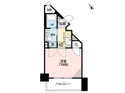 ダイナコート六本松V(1K/6階)の間取り写真