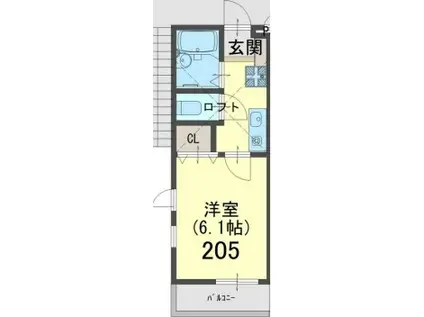 メゾンサンワB(1K/2階)の間取り写真