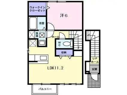 モルティーコートB棟(1LDK/2階)の間取り写真
