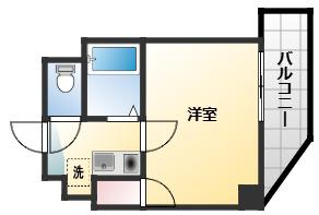 ハートフル藤井寺(1K/4階)の間取り写真