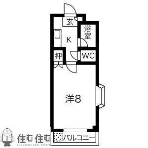 ジョイフル音貝(1K/2階)の間取り写真