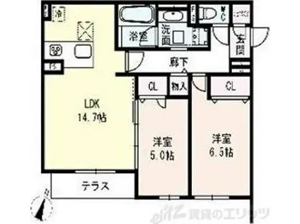 クラシスト瑞光(2LDK/1階)の間取り写真