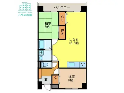 ドエル宝栄(2LDK/4階)の間取り写真