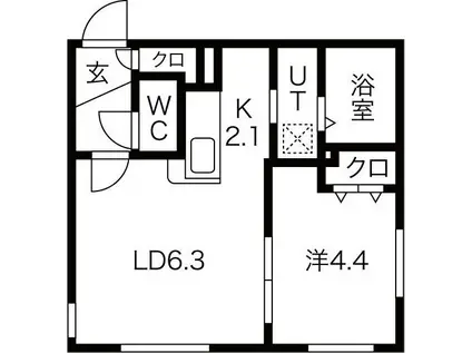 COLORE N15W1(1LDK/1階)の間取り写真