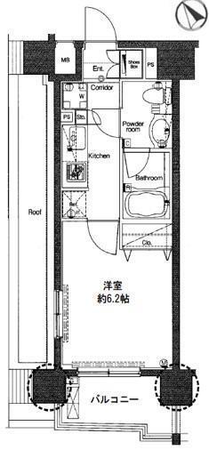 SYNEX赤塚駅前(1K/6階)の間取り写真