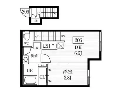 ミハス荻窪II(1DK/2階)の間取り写真