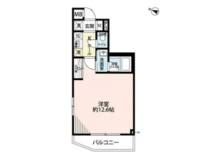 プレール・ドゥーク中板橋II(1K/4階)の間取り写真