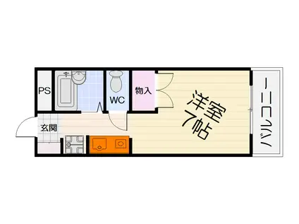 ウィズコート(1K/4階)の間取り写真