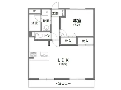 フォーラムノリタケ2(1LDK/1階)の間取り写真