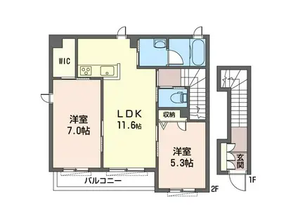 ザ・スマイル(2LDK/2階)の間取り写真