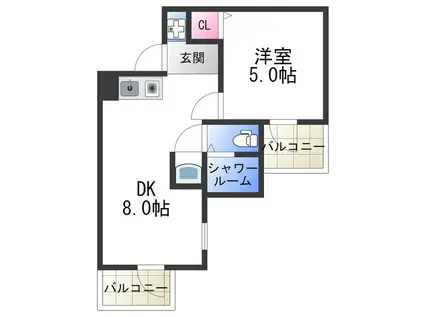 ミングルROSA(1DK/5階)の間取り写真