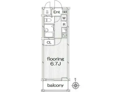 パレス山科西野(1K/3階)の間取り写真