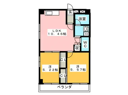 稲田ハイム(2LDK/2階)の間取り写真