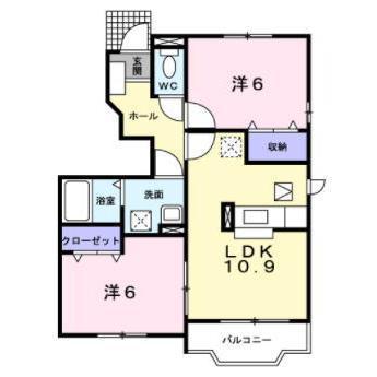 パレス吉元III(2LDK/1階)の間取り写真