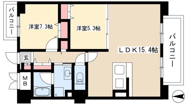 ウイル一社(2LDK/3階)の間取り写真