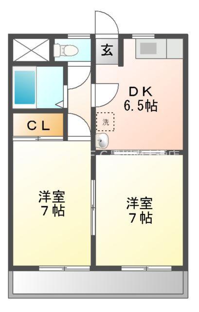 本野ヶ原マンション(2DK/3階)の間取り写真