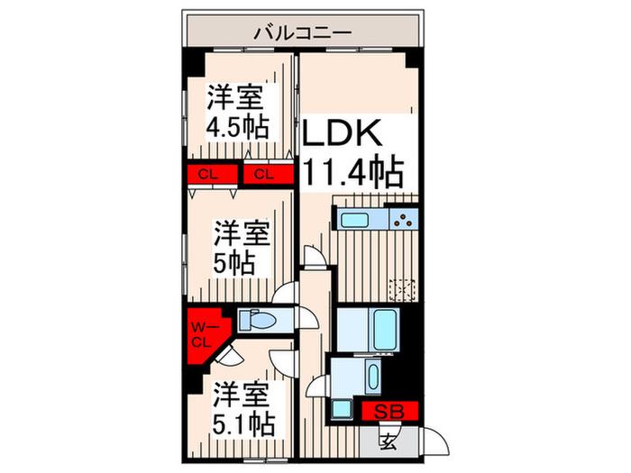 S-RESIDENCE瑞江(3LDK/7階)の間取り写真