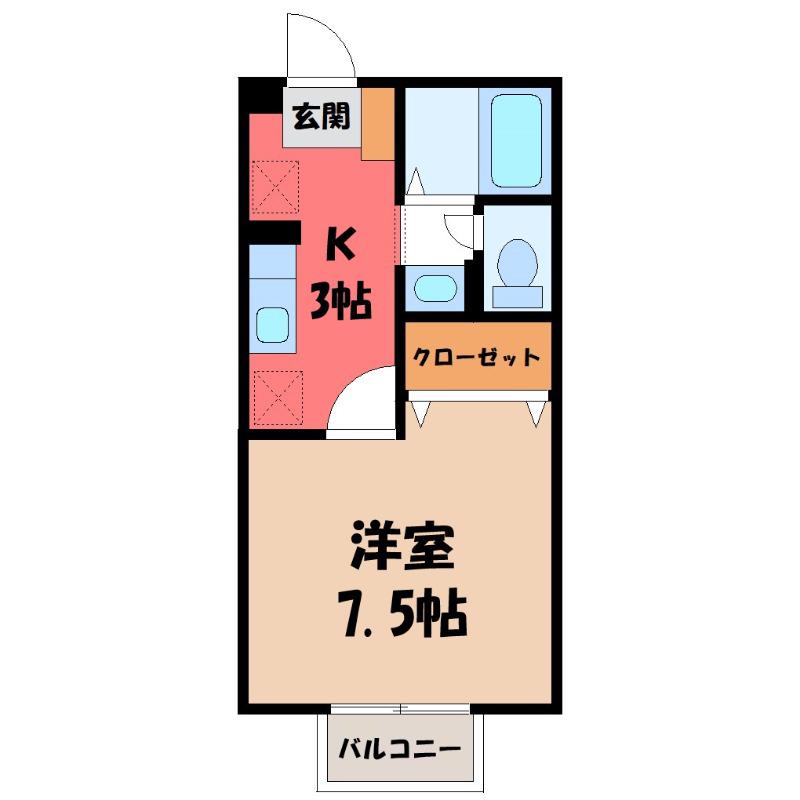ルーチェA(1K/2階)の間取り写真