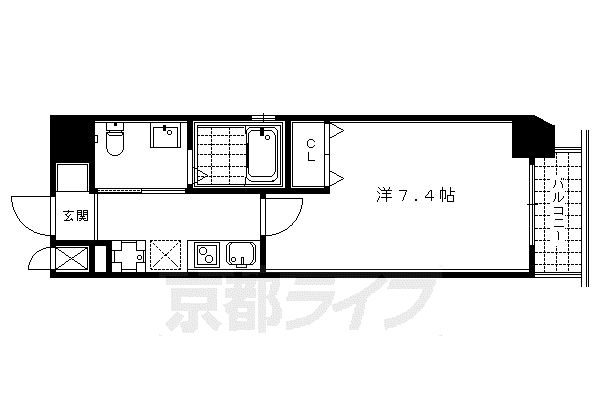 アーバンフラッツ四条西洞院(1K/7階)の間取り写真