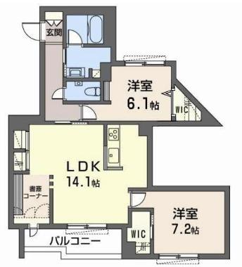 シャーメゾン甲子園口エスポアール(2LDK/2階)の間取り写真