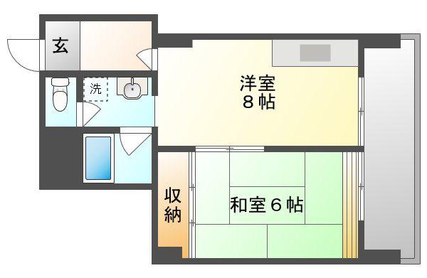 岡田ビル(1LDK/4階)の間取り写真
