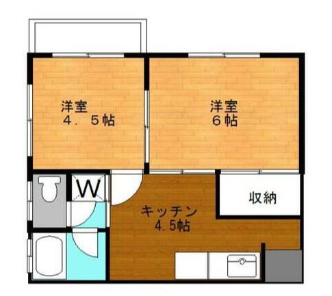 三村コーポ(2K/2階)の間取り写真