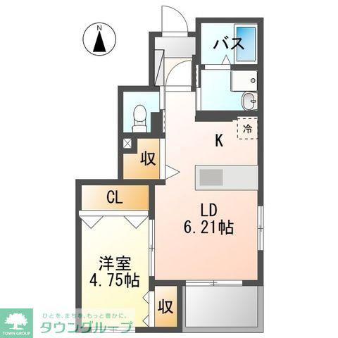 プアールA(1LDK/1階)の間取り写真