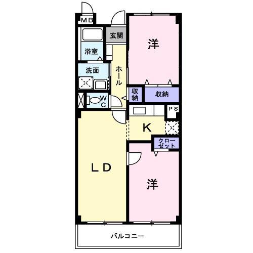 オーベルジュ(2LDK/1階)の間取り写真