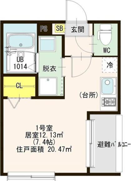 ハーモニーテラス八田III(ワンルーム/1階)の間取り写真